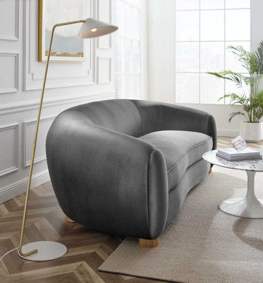 Abundant Performance Velvet Sofa Charcoal