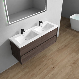 Kingdee Red Oak Wall Mounted Vanity With Reinforced Acrylic Sink, 60''