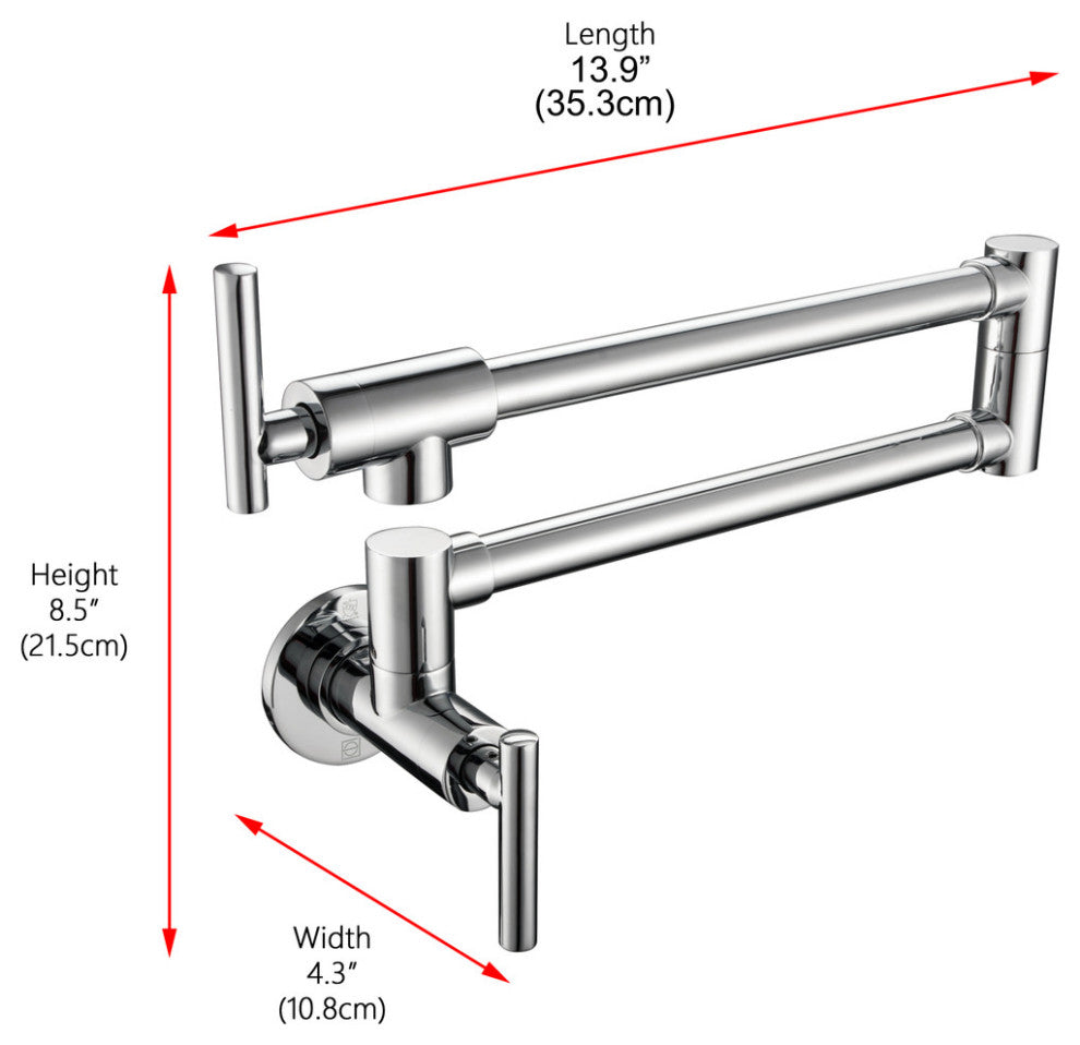 Elegant Lighting FAK-312 Gabriel 1.8 GPM Wall Mounted 1 Hole Pot - Brushed Gold