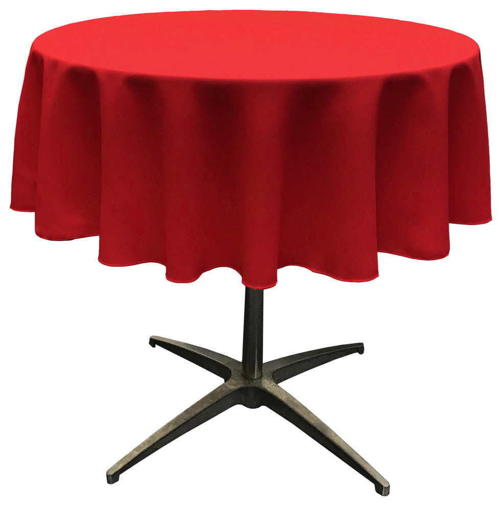 LA Linen Round Polyester Poplin, Red, 58" Round