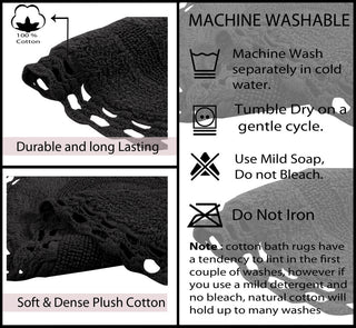 Hampton Crochet Reversible Bath Rug Set, 24x40 Rectangle, Gray