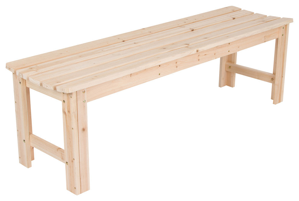 5' Backless Garden Bench, Natural