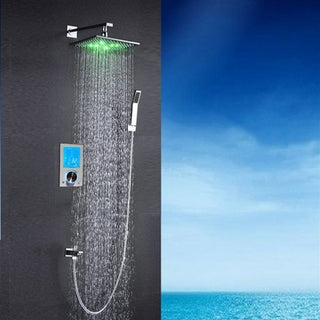 10" Wall Mount digital thermostatic shower Temperature display LED Shower Set