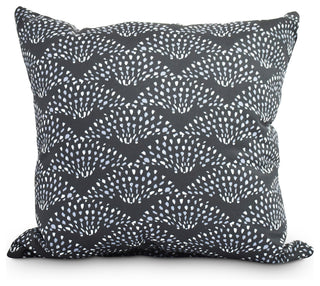 Fan Dance 26" Black Geometric Print Decorative Throw Pillow