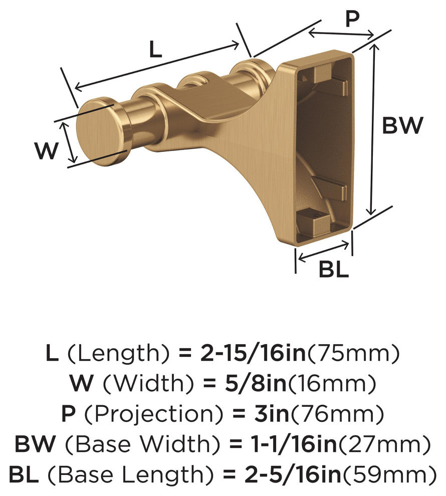 Davenport Transitional Double Robe Hook, Champagne Bronze