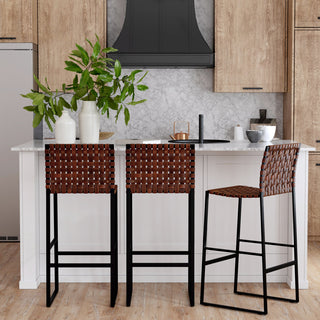 Butler Urban Brown Woven Leather Bar Stool