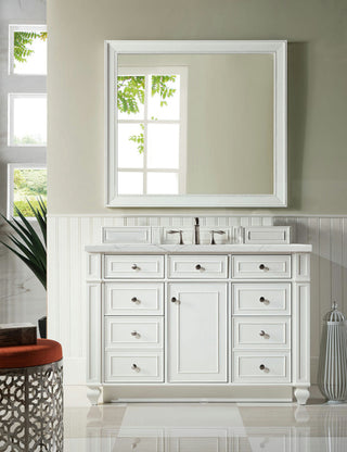 Bristol 48" Single Vanity, Bright White, w/ 3 CM Ethereal Noctis Quartz Top