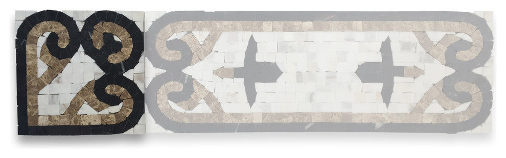 Marble Mosaic Border Decorative Tile Baroque White 4.7x4.7 Polished, 1 piece