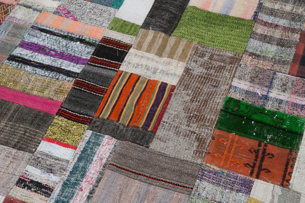 Rug N Carpet - Handmade Oriental 6' 6'' x 9' 10'' Rustic Patchwork Kilim Rug