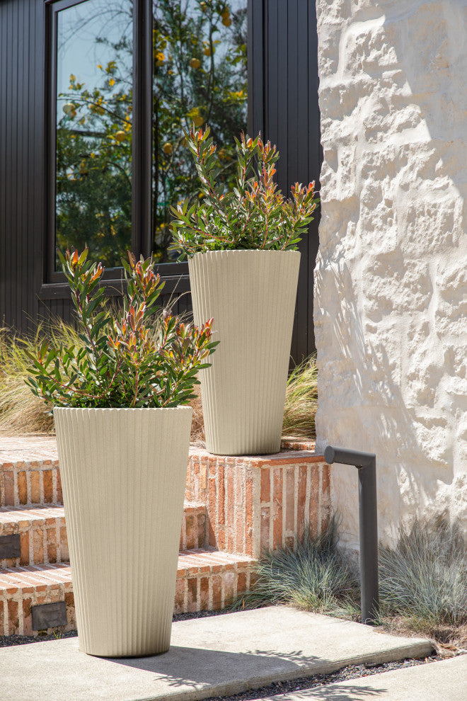 Veradek Demi Series Tall 26" Planter, Sand, 2 Pack