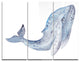 "Large Whale Watercolor" Painting Metal Wall Art, 3 Panels, 36"x28"