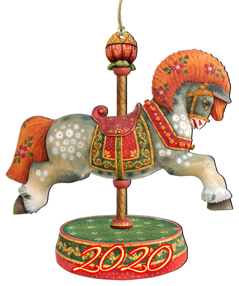 2020 Wooden Carousel Horse Ornament