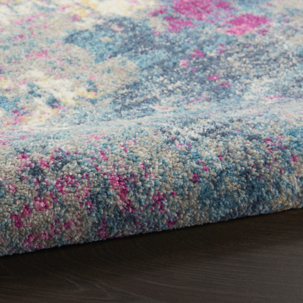 8'x10' Ivory And Blue Abstract Area Rug
