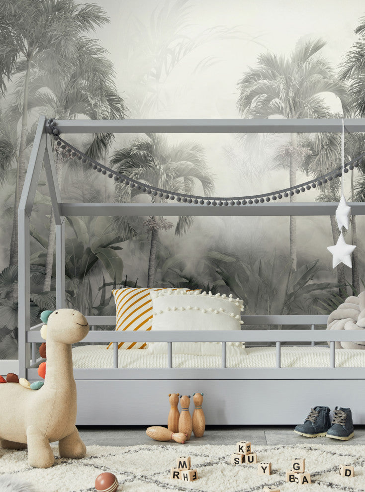 Misty Jungle Forest Vinyl Peel and Stick Mural, 24"x108", Single