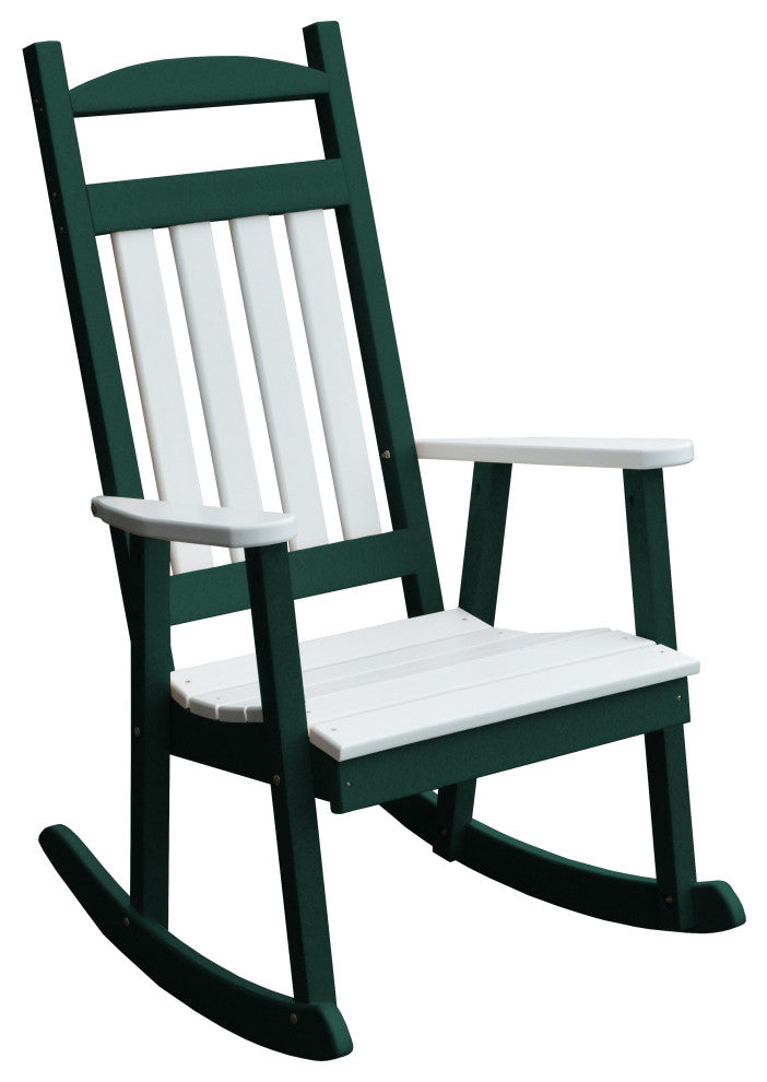 Poly Porch Rocker, Turf Green, White Frame