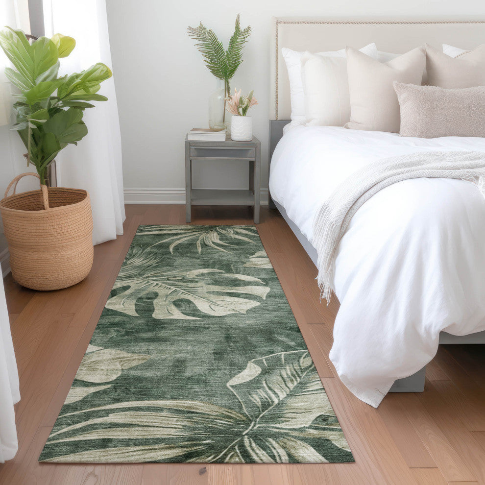 Machine Washable Indoor/Outdoor Chantille ACN1887 Fern 2'3" x 7'6" Runner Rug