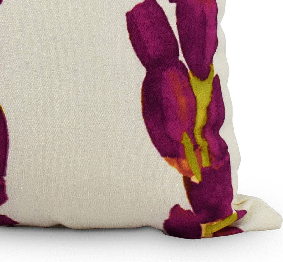 Sunset Tulip Stripe Decorative Floral Throw Pillow, Purple, 18"