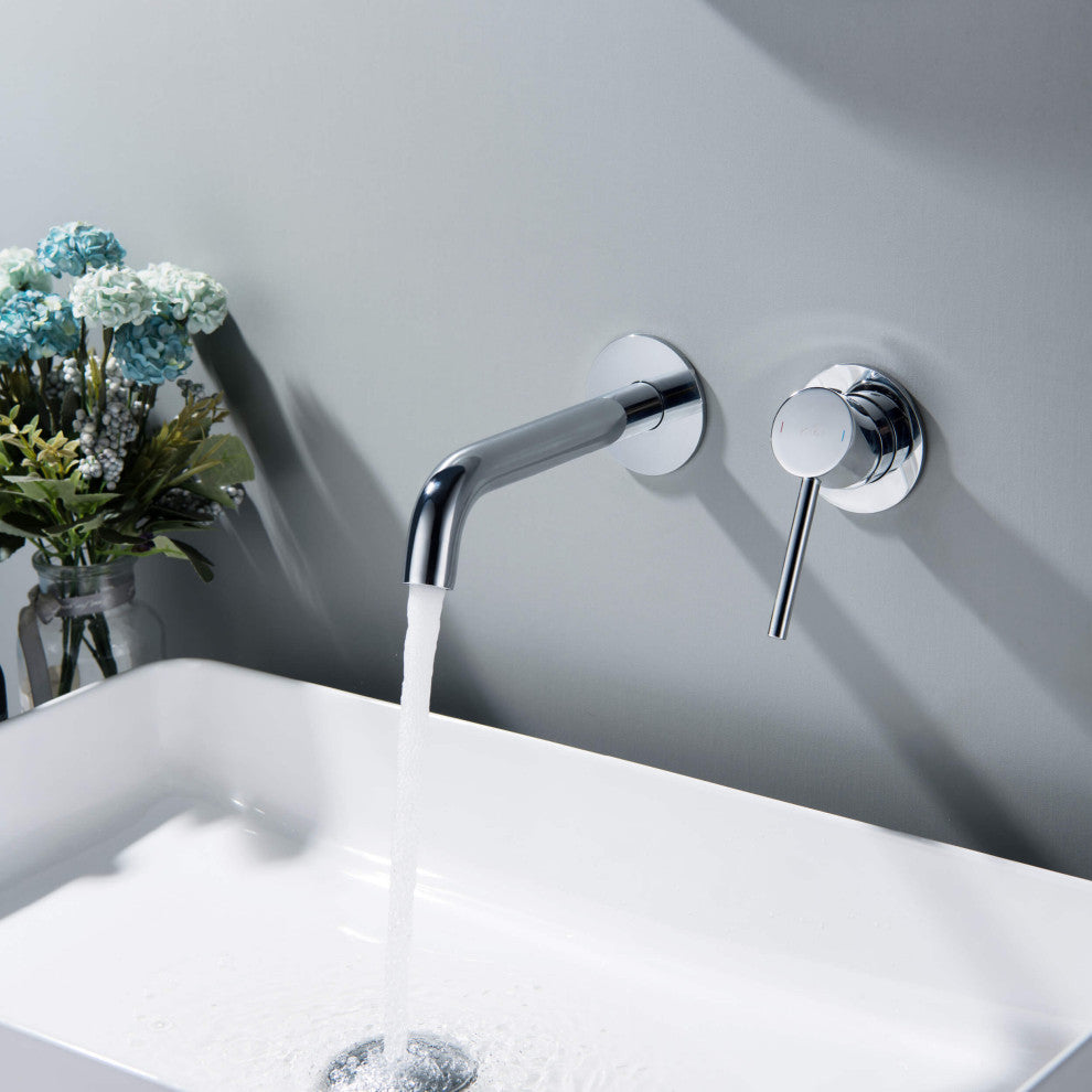 Circular Single Handle Wall Mounted Bathroom Sink Faucet, Chrome