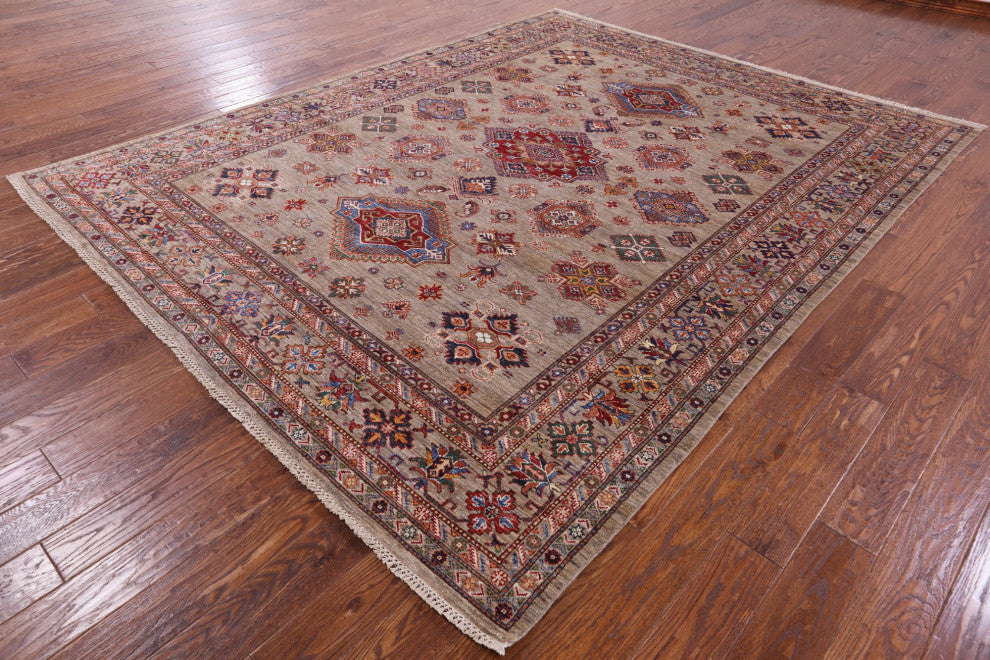 8' 0" X 10' 0" Super Kazak Handmade Wool Rug Q7692