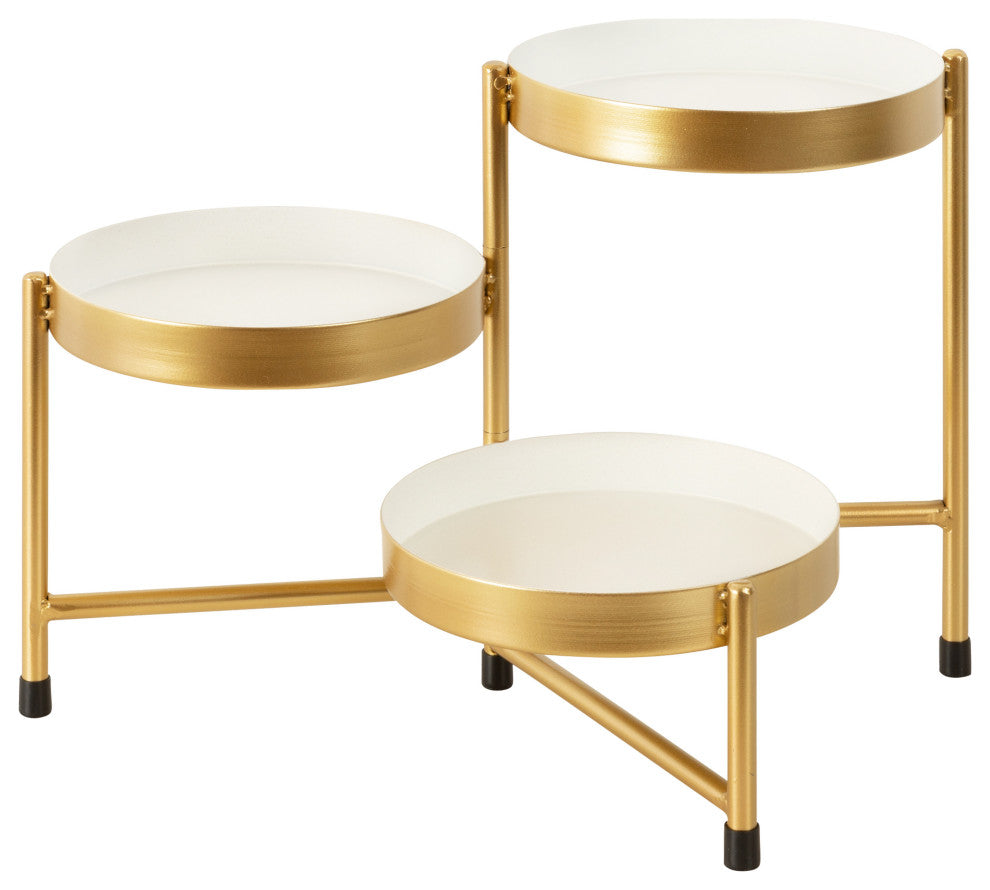 Finn Tiered Tabletop Planter, White Gold