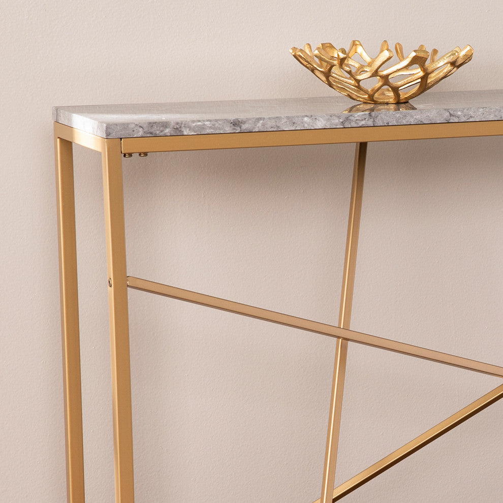 Maeve Faux Marble Skinny Console Table