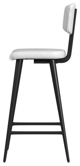 Saddle Leather Rectangular 26 Counter Stool, White