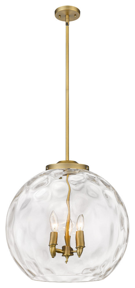 Athens Water Glass Pendant, Brushed Brass, Clear Water Glass, Clear Water Glass