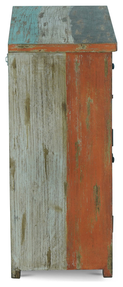 Tracey Handmade Distressed Mango Wood Sideboard, Multicolored