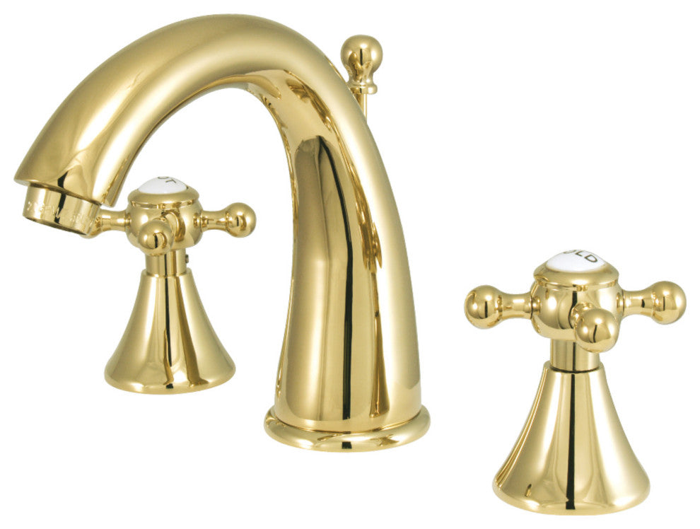 Kingston Brass Widespread Bathroom Faucet With Brass Pop-Up, Polished Brass