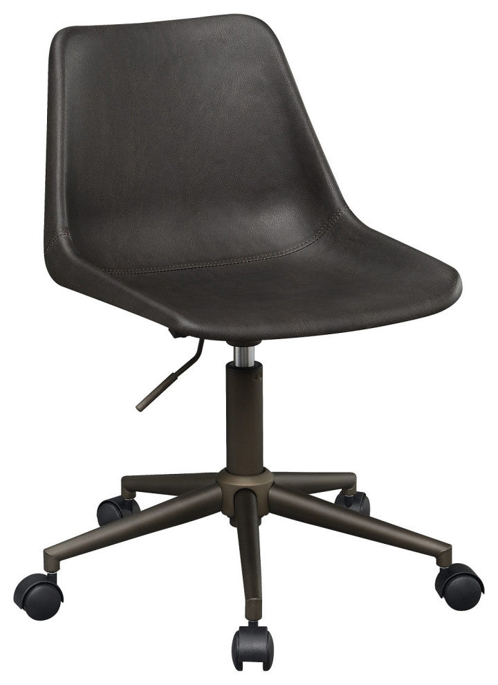 Adjustable Height Office Chair With Casters, Brown And Rustic Taupe