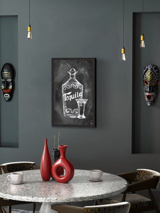 "Tequila Bottle" Framed Painting Print, 12"x18"