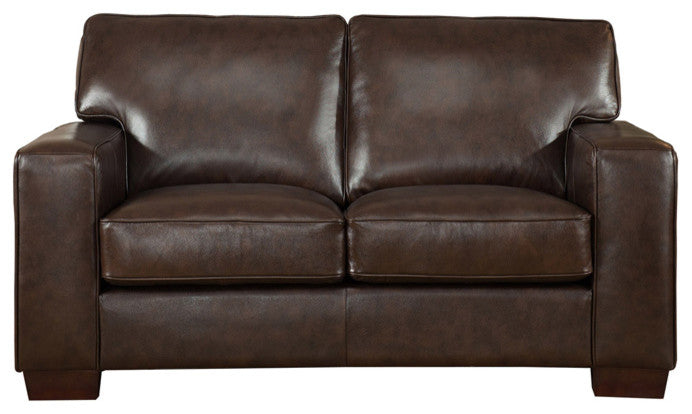Kimberlly Leather Craft Loveseat, Dark Brown