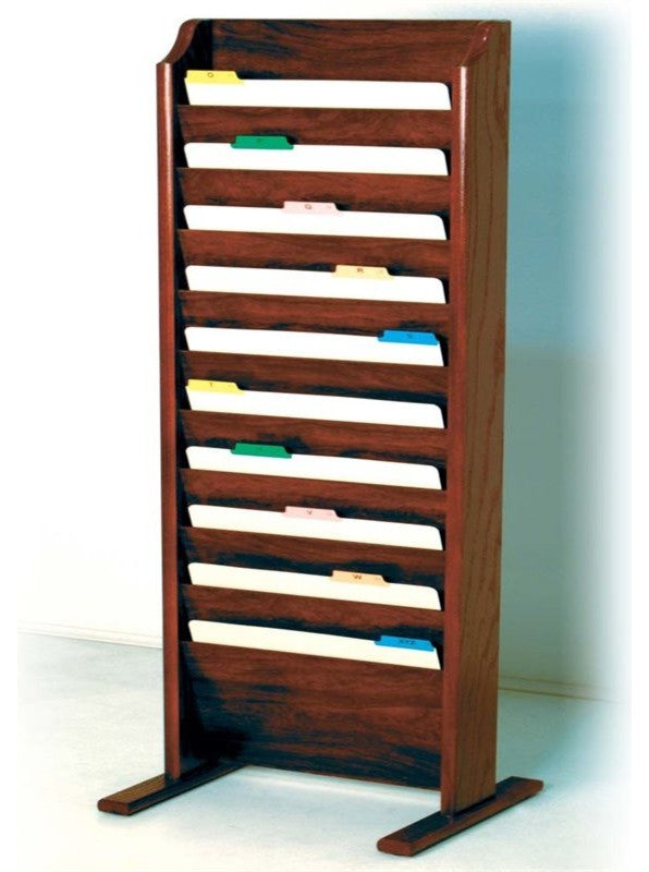 Free Standing 10 Pocket Legal Size File Holder, Mahogany