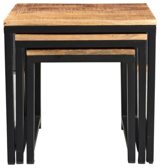 Timbergirl Industrial Wood Metal Nesting Table