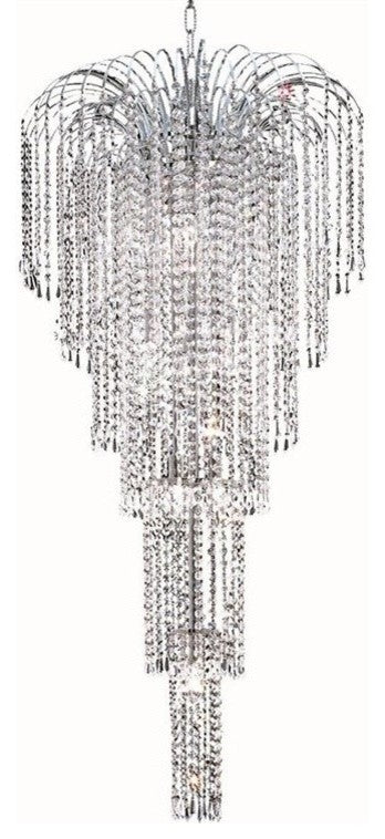 Elegant Falls Foyer Hall Light, Chrome Finish With Royal Cut Crystal