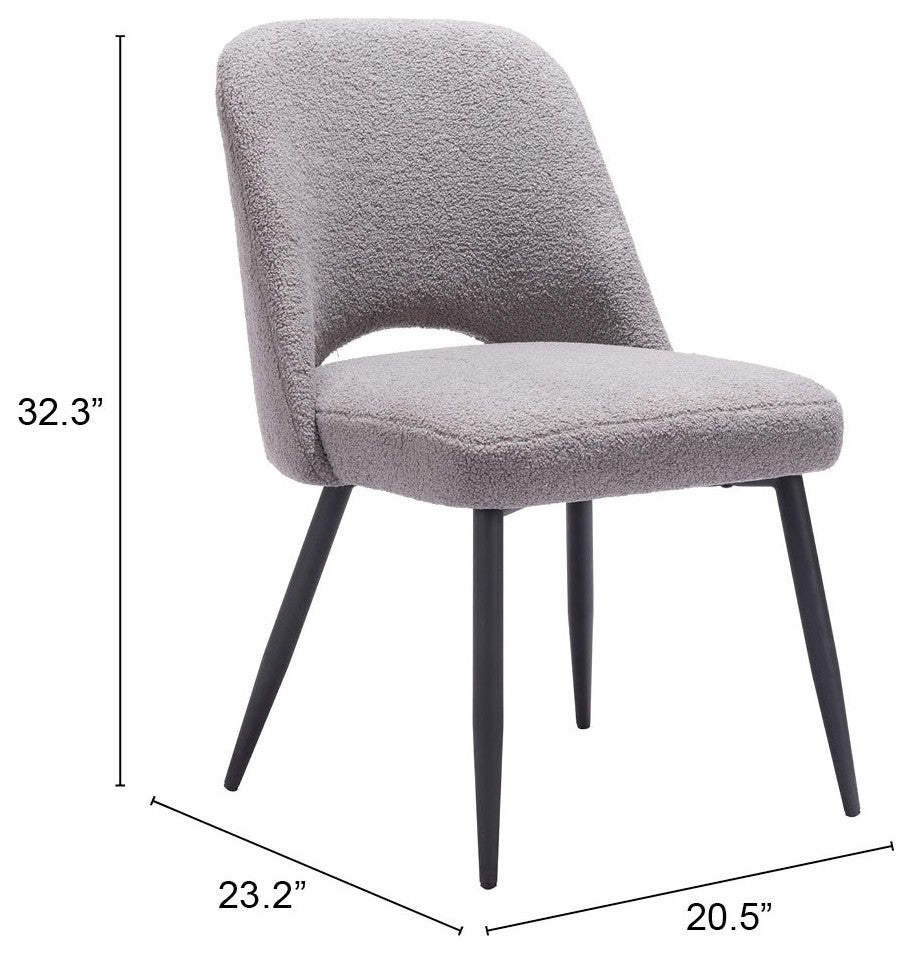 Dining Chair, Set of 2, Steel Metal, Fabric, Gray, Black, Cafe Bistro