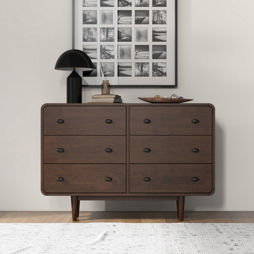 Stein Mid-Century Modern Solid Wood Bedroom Dressers, 6-Drawer