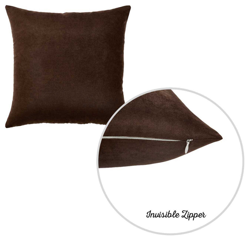 Set Of 2 Brown Brushed Twill Decorative Throw Pillow Covers