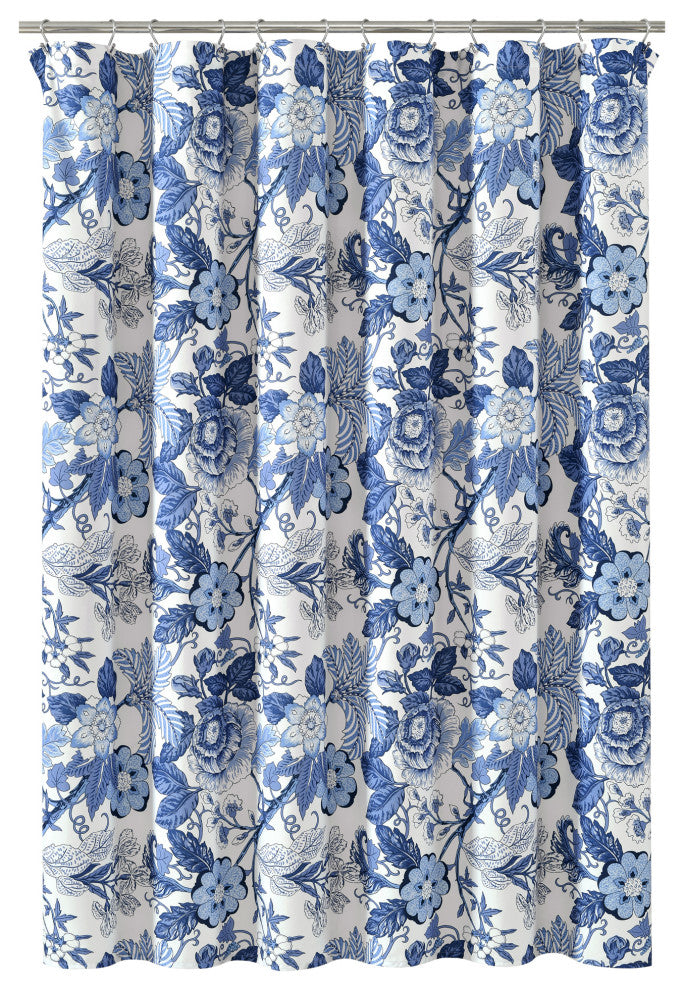 Sydney 72"x72" Shower Curtain, Navy/White