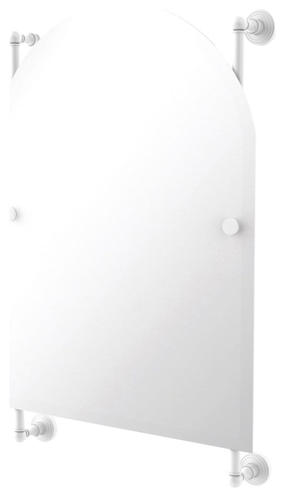 Waverly Place Arched Top Frameless Rail Mounted Mirror, Matte White