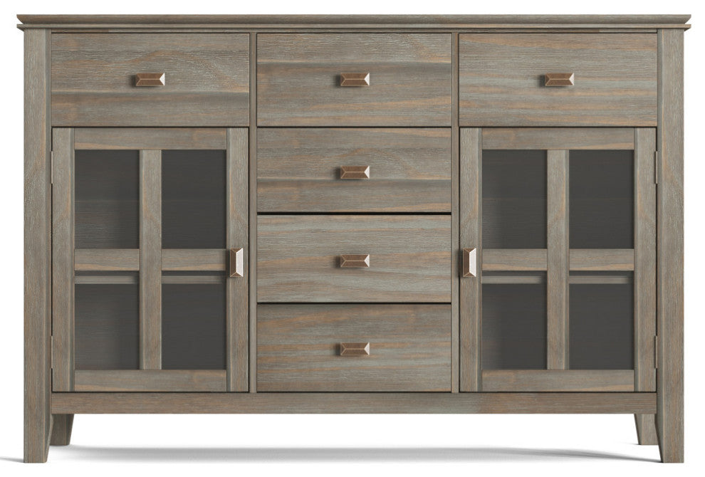 Artisan Solid Wood Sideboard Buffet, Distressed Gray