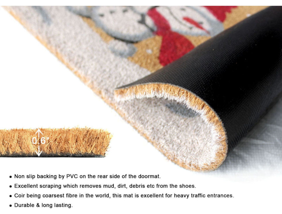 White Machine Tufted Holiday Snowman Welcome Doormat, 18"x30"
