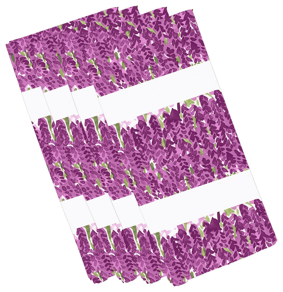 Flower Bell Stripe Floral Print Napkins, Set of 4, Purple, 19"