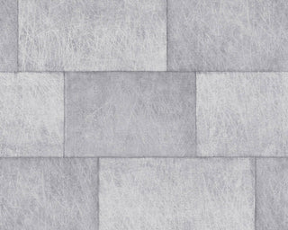 Geometric Faux Textured Wallpaper Featuring Concrete Blocks, 382011