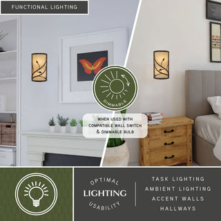 Vaxcel Vine Wall Sconce Oil Shale w/ Amber Flake Glass