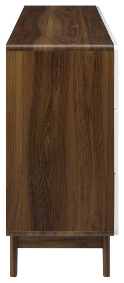 Origin Six-Drawer Wood Dresser or Display Stand, Walnut White