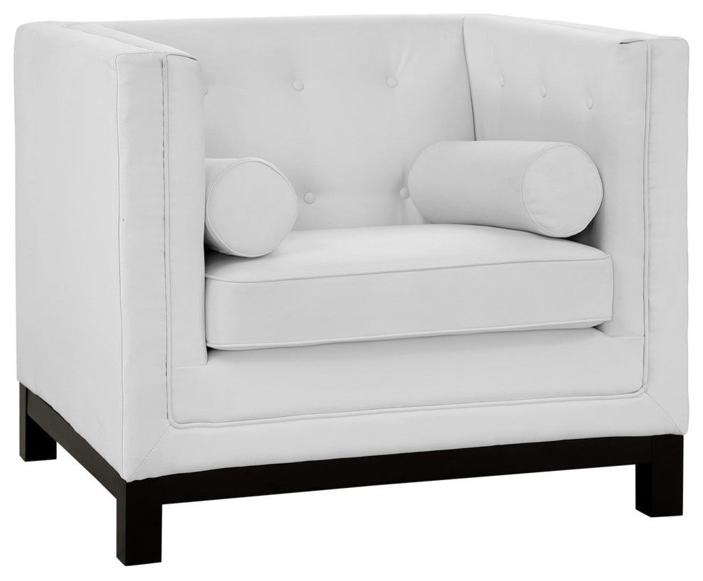 Modern White Imperial Leather Armchair