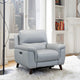 Steffanie Contemporary Chair, Dark Wood and Dove Gray Genuine Leather
