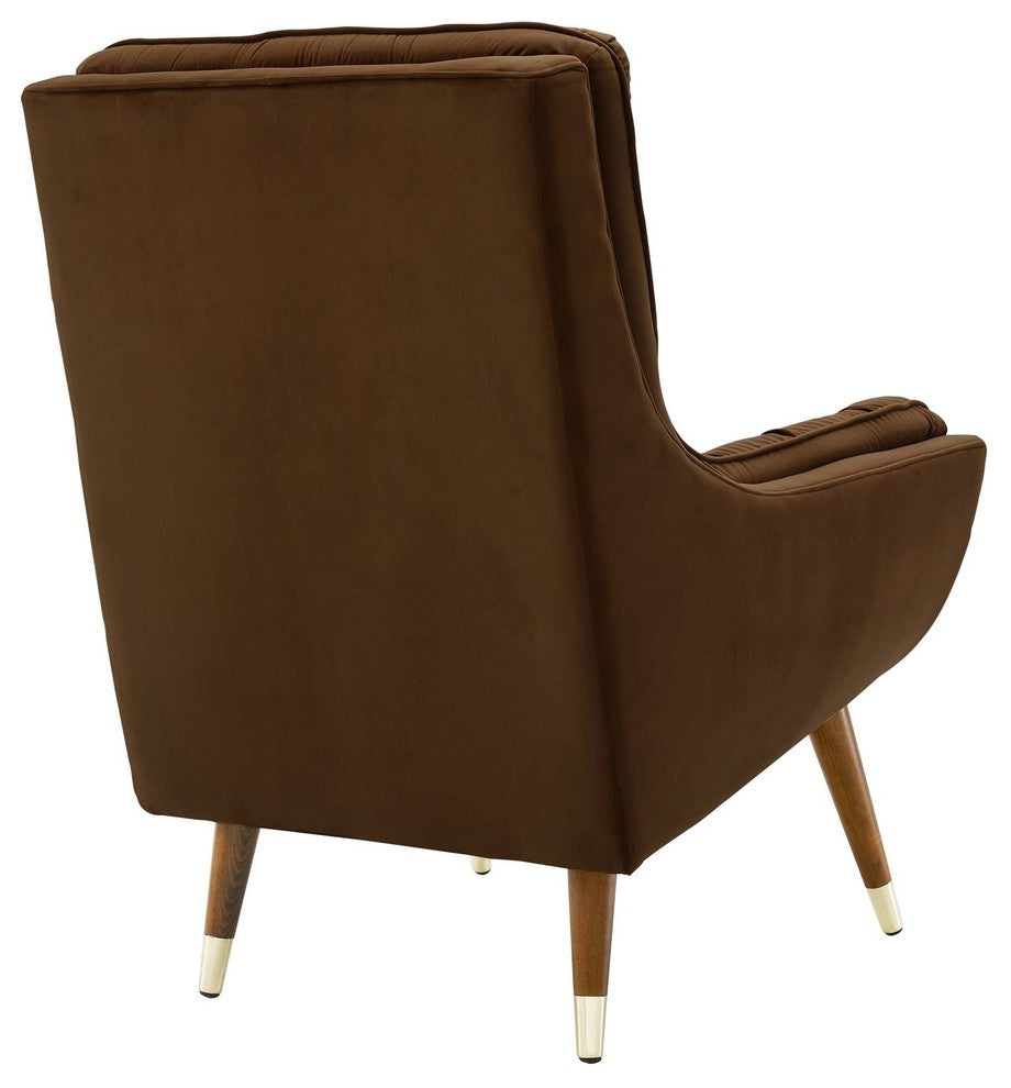 Brown Suggest Button Tufted Performance Velvet Lounge Chair
