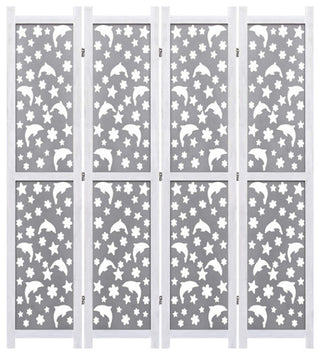 vidaXL Room Divider 4 Panel Folding Privacy Screen for Office Gray Solid Wood